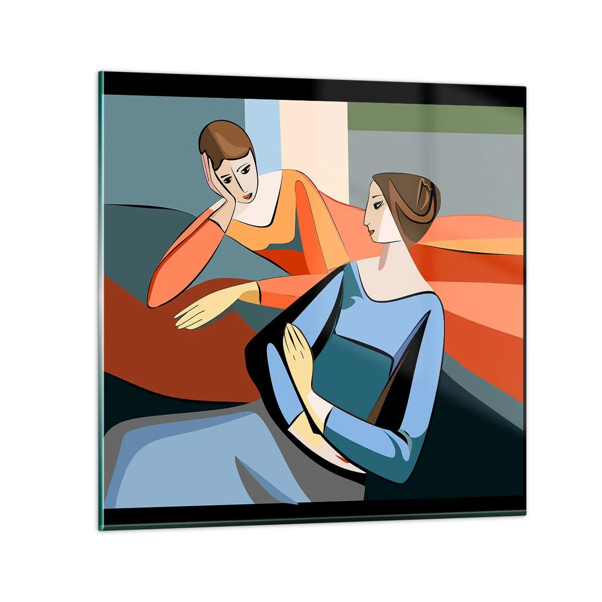 Quadro su vetro - Il momento delle confidenze - 30x30 cm