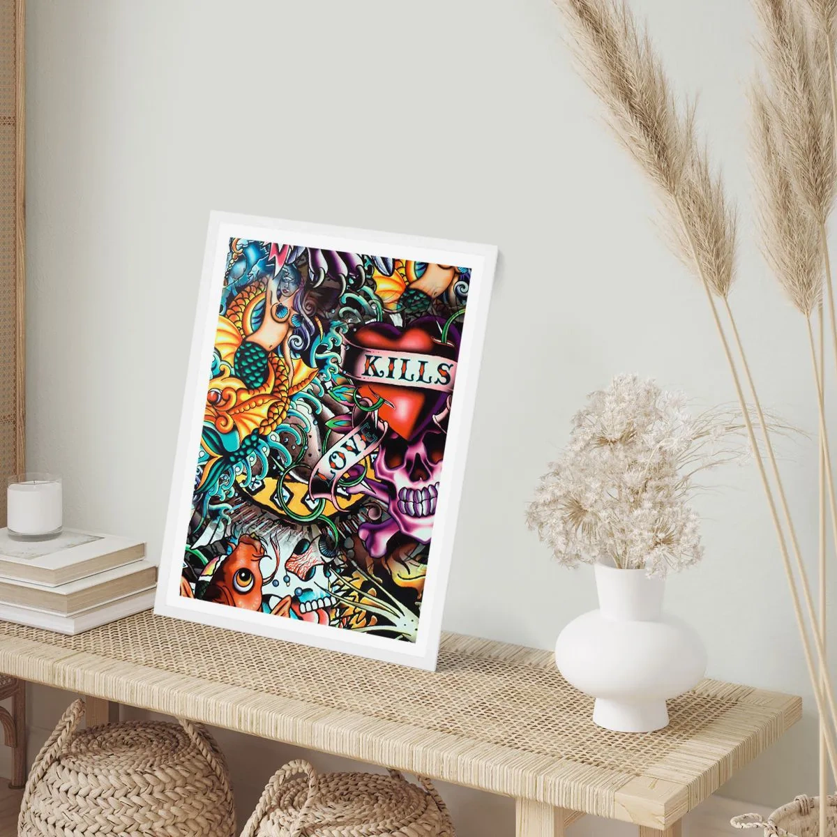 Poster in cornice bianca - Il sogno del tatuatore - 40x50 cm