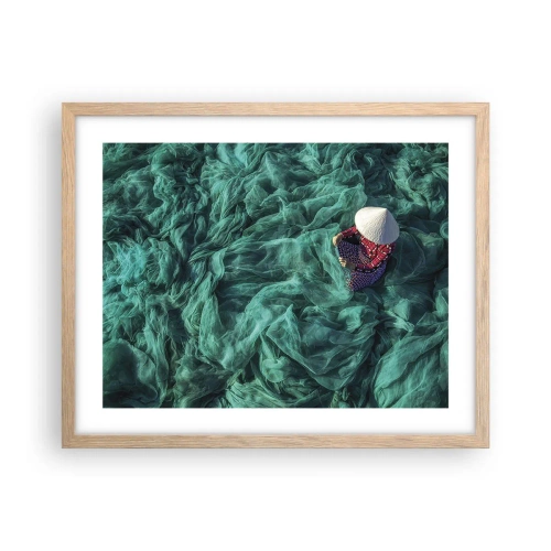 Poster in cornice rovere chiaro - Nel mare di reti - 50x40 cm