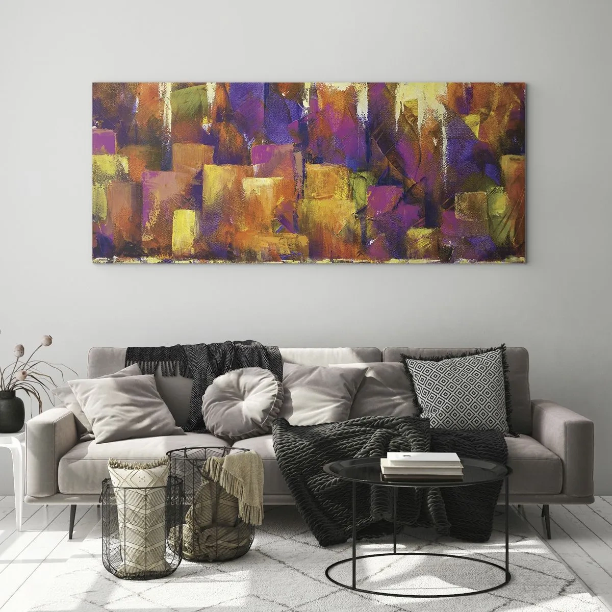 Quadro su vetro - Composizione metropolitana - 90x30 cm