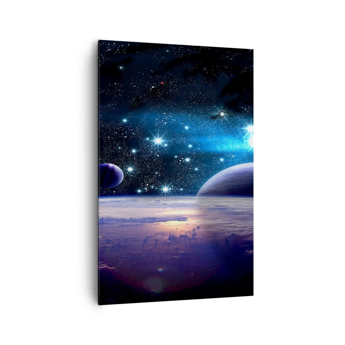 Quadro su tela - Stampe su Tela - Una vista dello spazio con pianeti e stelle - 80x120cm - Sempre da soli? - Decorazione murale moderna per soggiorno e camera da letto ARTTOR