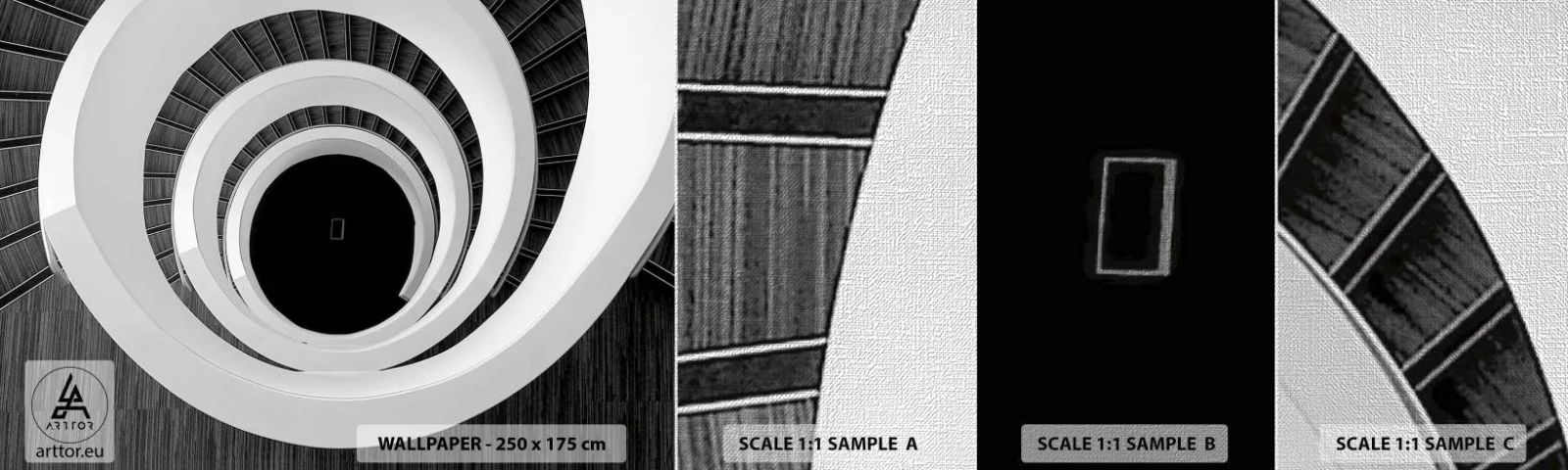 Campione di Fotomurale Premium Canvas - Verso l'essenza delle cose - Pezzo, Astrazione, Scala a chiocciola - 100x30 cm