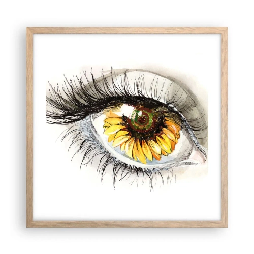 Poster in cornice rovere chiaro - Uno sguardo caldo come l'estate - 50x50 cm
