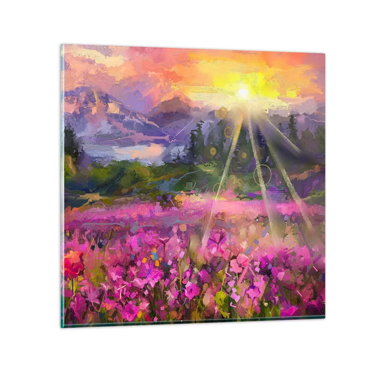 Quadro su vetro - Nella valle sotto la cura del sole - 60x60 cm