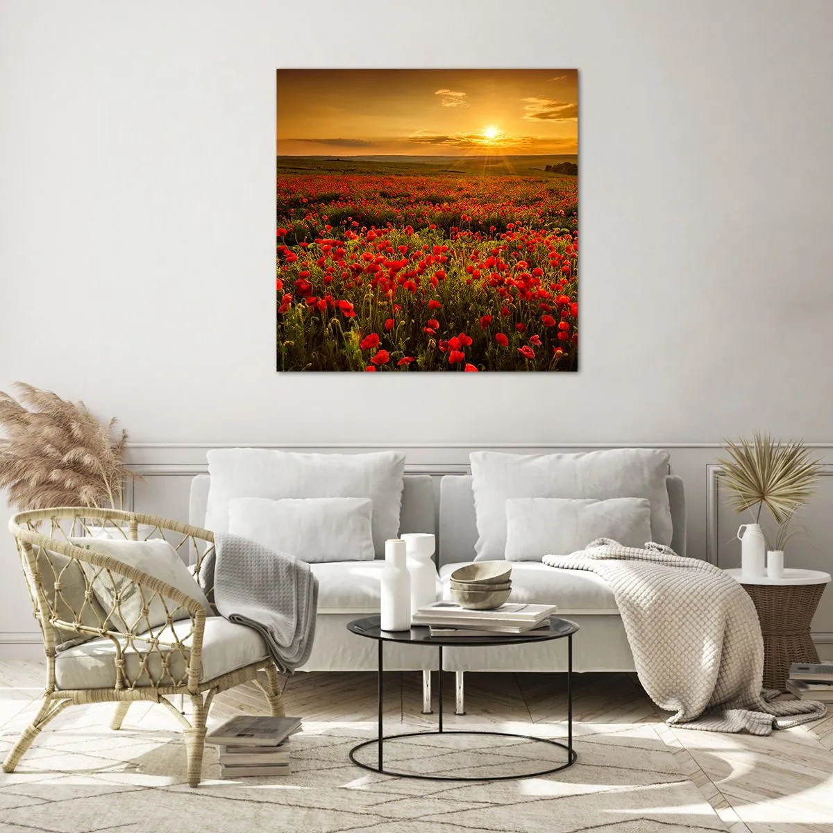 Quadro su vetro - Tra il fruscio delle erbe, in un'esplosione di fiori - 60x60 cm