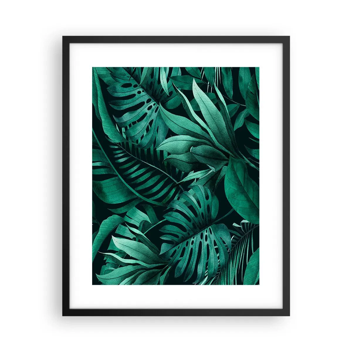 Poster in cornice nera - Dal profondo del verde tropicale - 40x50 cm