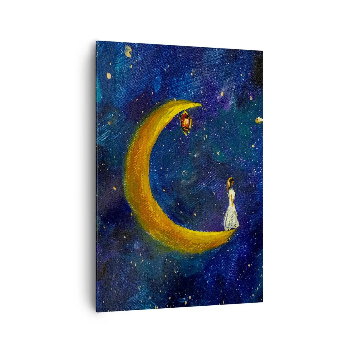 Quadro su tela - Stampe su Tela - Una ragazza in piedi sulla luna in un cielo stellato - 70x100cm - Il richiamo del mondo - Decorazione murale moderna per soggiorno e camera da letto ARTTOR