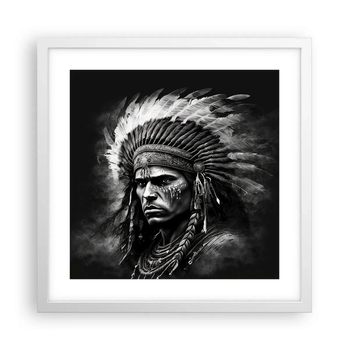 Poster in cornice bianca - Capo e guerriero - 40x40 cm