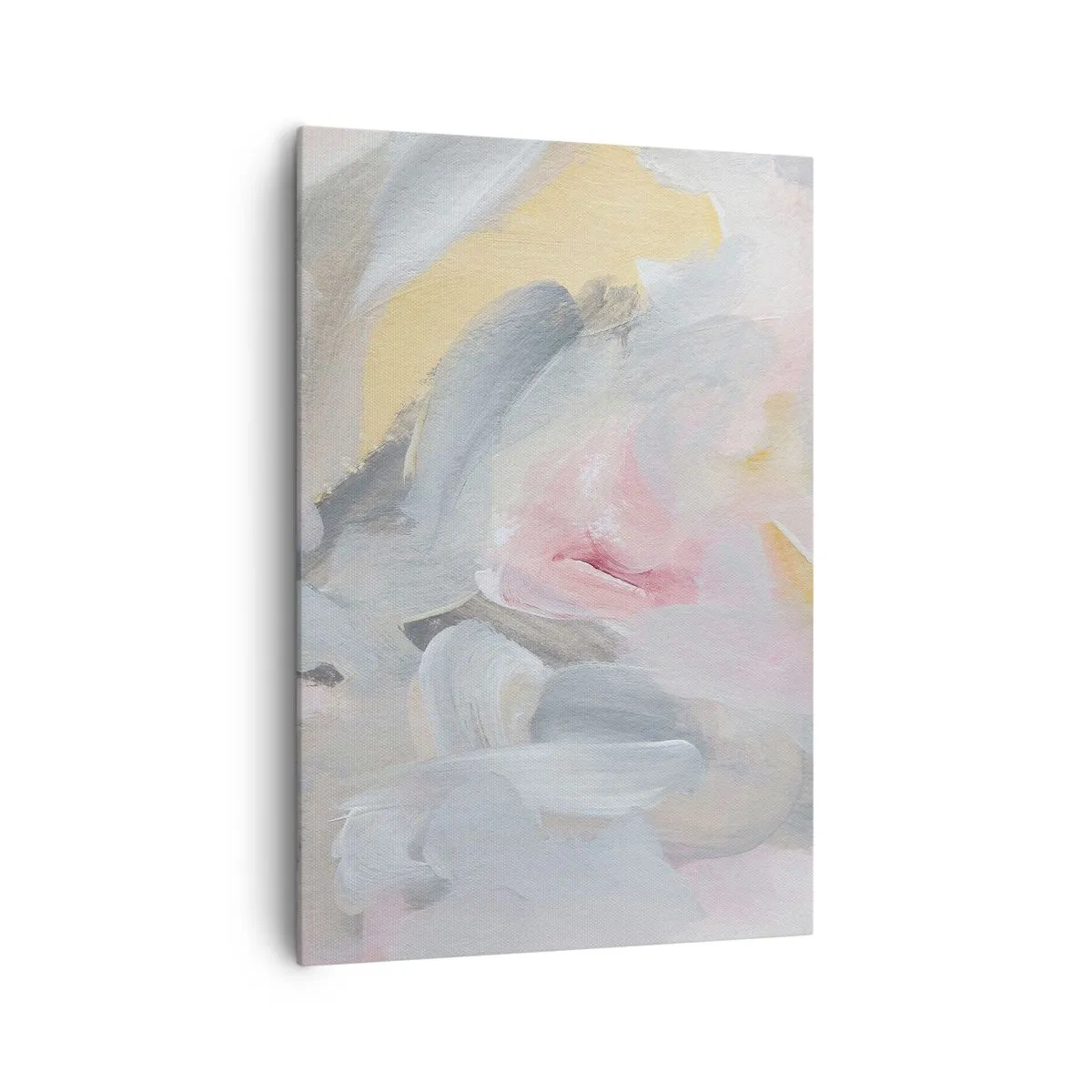 Quadro su tela - Stampe su Tela - Pennellate pastello astratte nelle tonalità del rosa e del grigio. - 70x100cm - Nel mondo pastello - Decorazione murale moderna per soggiorno e camera da letto ARTTOR