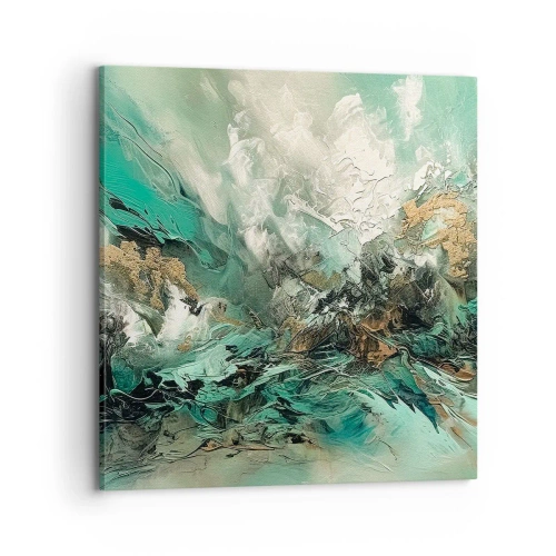 Quadro su tela - Stampe su Tela - Frangente nero e smeraldo - 70x70 cm