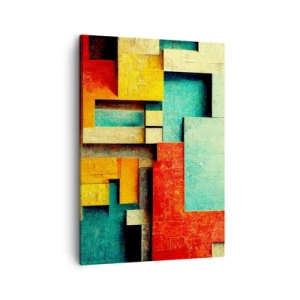 Quadro su tela - Stampe su Tela - Forme geometriche astratte in colori vivaci - 50x70cm - Il festival degli angoli retti - Decorazione murale moderna per soggiorno e camera da letto ARTTOR