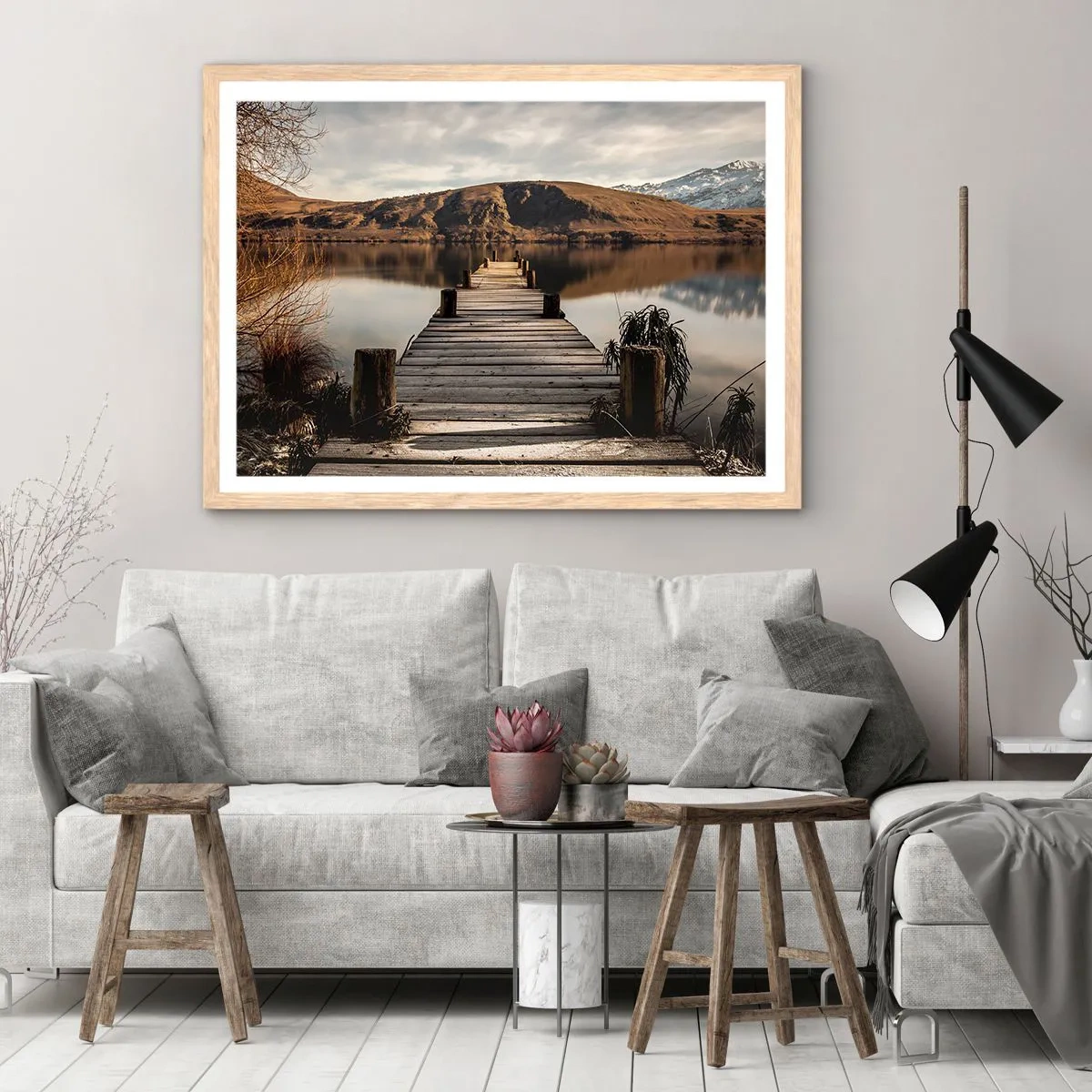 Poster in cornice rovere chiaro - Paesaggio nel silenzio - 100x70 cm
