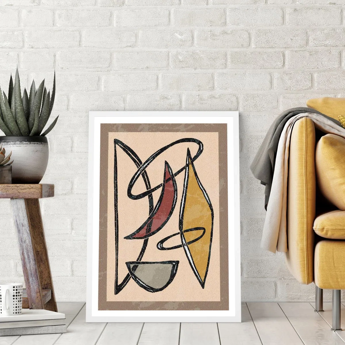 Poster in cornice bianca - Composizione: archi e ovali - 70x100 cm