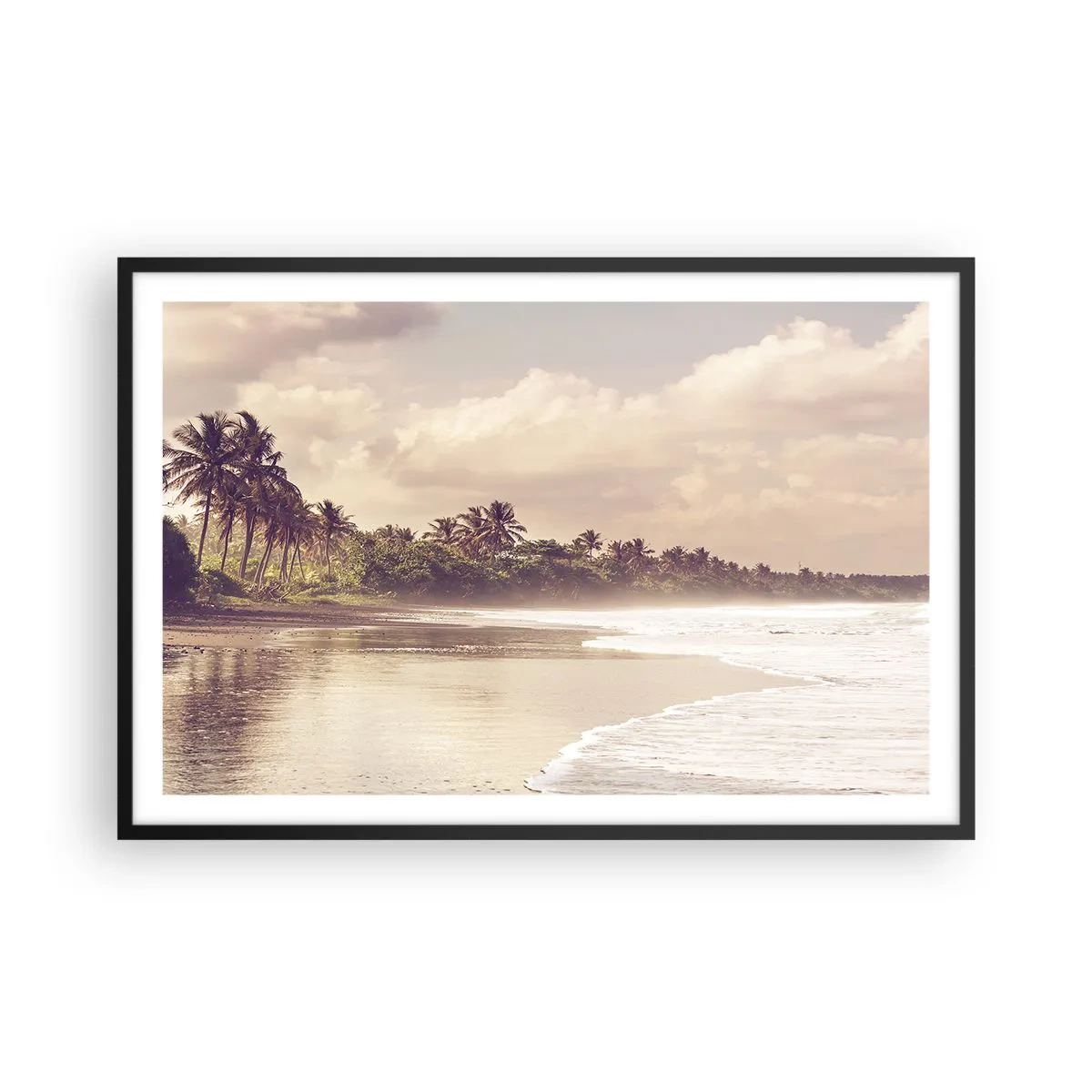 Poster in cornice nera - La carezza delle onde - 91x61 cm