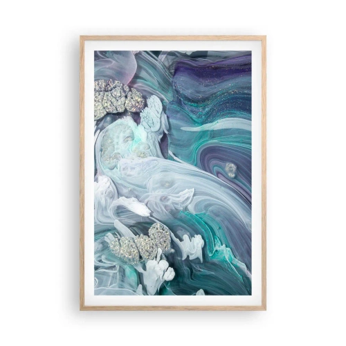 Poster in cornice rovere chiaro - Correnti di blu - 61x91 cm