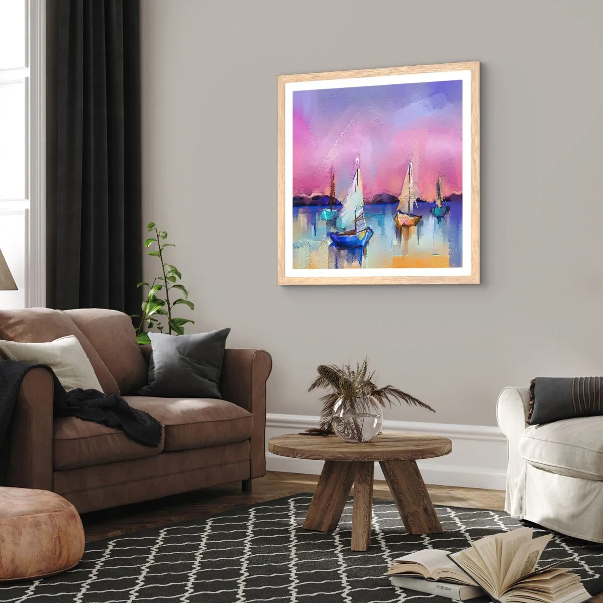 Poster in cornice rovere chiaro - Direzione: mare aperto - 60x60 cm