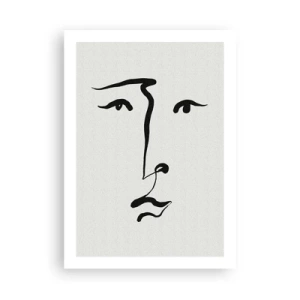 Poster - Illustrazione minimalista del viso in una sola pennellata - 50x70cm - Ritratto con un tratto solo - Decorazione murale moderna per soggiorno e camera da letto ARTTOR