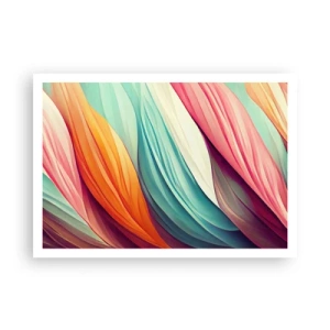 Poster - Linee astratte in colori pastello e vivaci - 100x70cm - Intreccio arcobaleno - Decorazione murale moderna per soggiorno e camera da letto ARTTOR