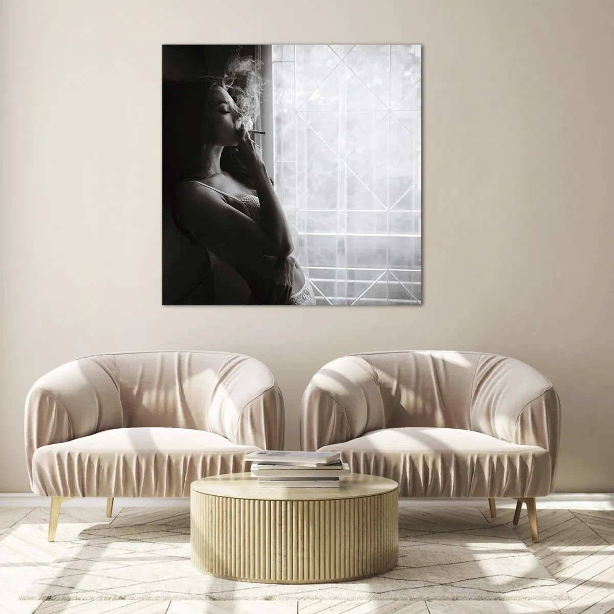 Quadro su vetro - Attimo sensuale - 70x70 cm