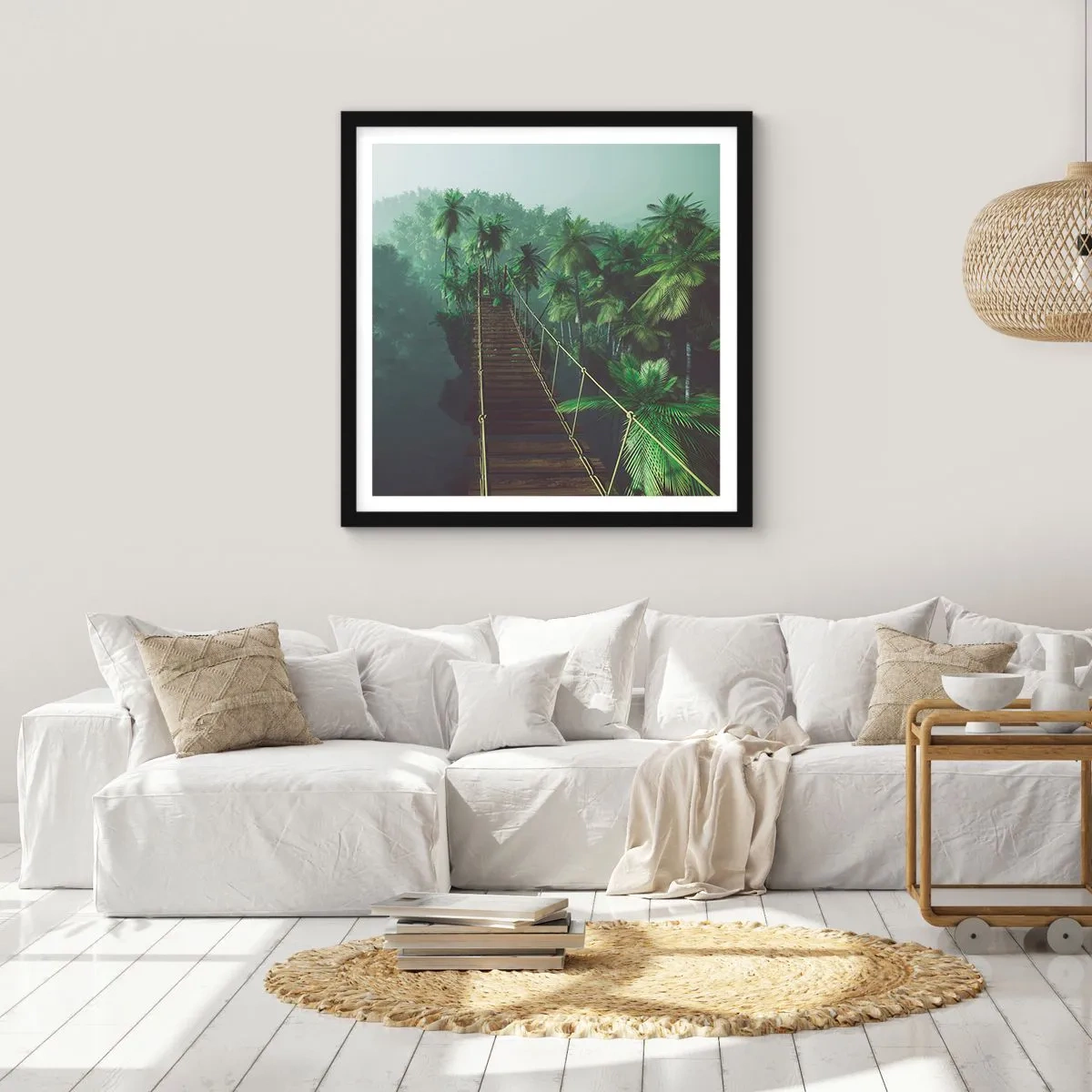 Poster in cornice nera - Nel vortice del verde - 50x50 cm