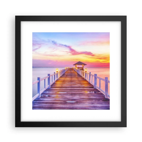 Poster in cornice nera - Silenzio della sera in lilla e oro - 30x30 cm