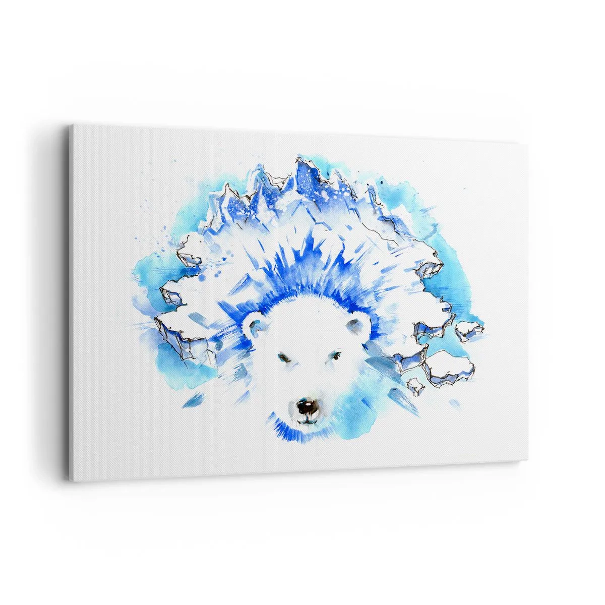 Quadro su tela - Stampe su Tela - Dipinto artistico ad acquerello di un orso polare con un motivo ghiacciato - 120x80cm - Il re dell'Artide con la corona di ghiaccio - Decorazione murale moderna per soggiorno e camera da letto ARTTOR