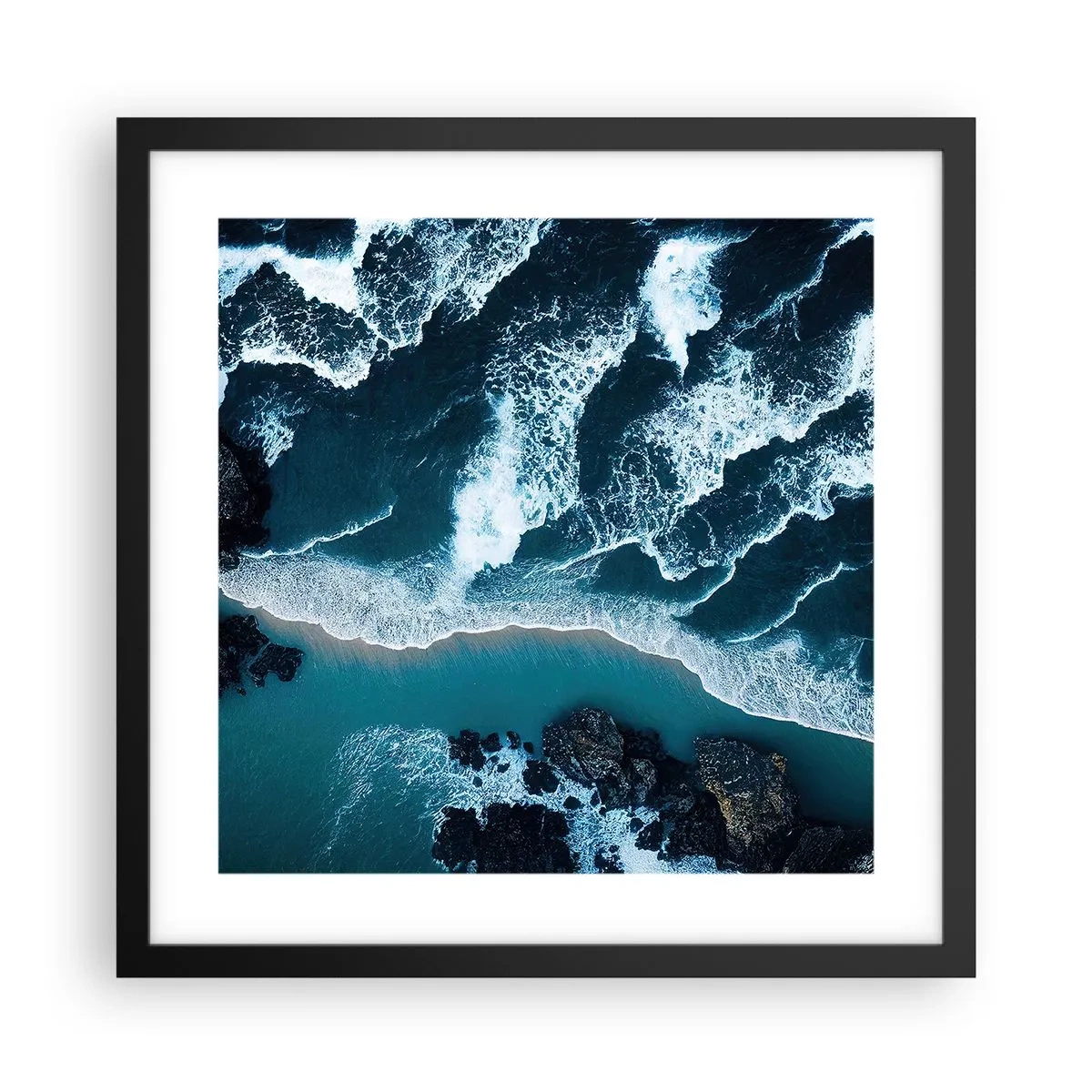 Poster in cornice nera - Avvolte dalle onde - 40x40 cm