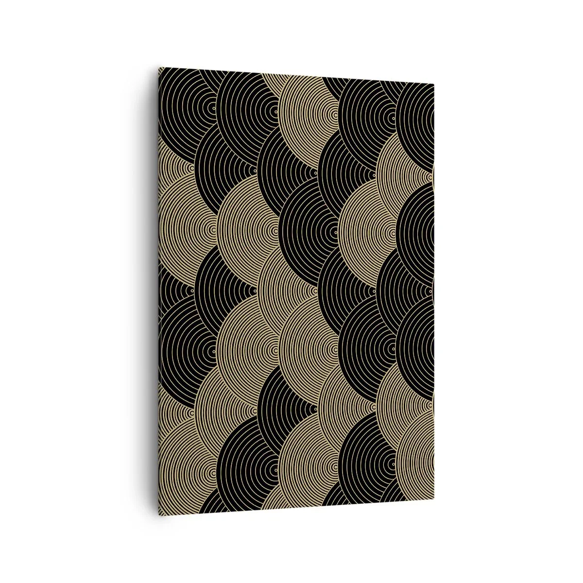 Quadro su tela - Stampe su Tela - Motivo Art Déco con semicerchi e linee dorate - 70x100cm - Unità nella molteplicità - Decorazione murale moderna per soggiorno e camera da letto ARTTOR