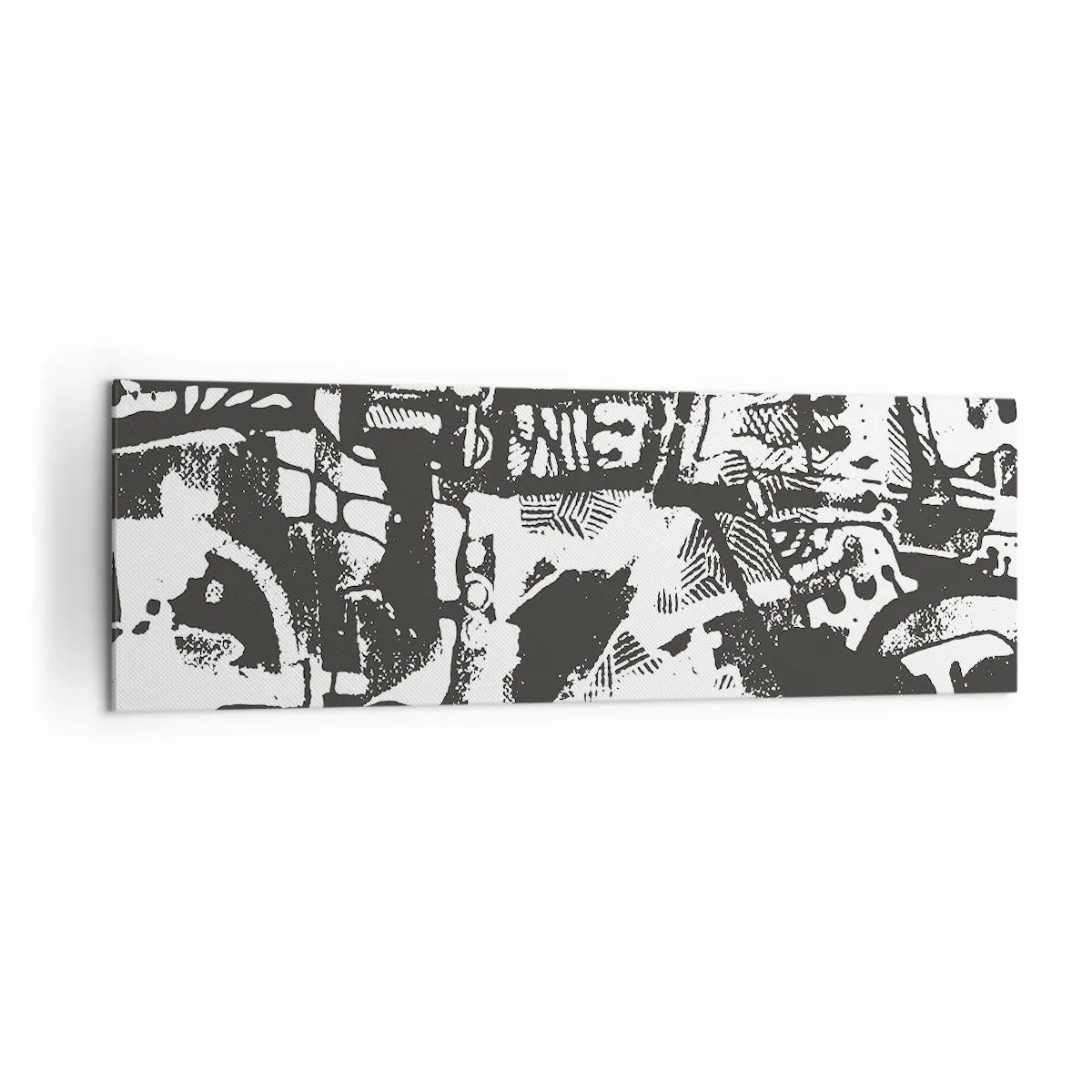 Quadro su tela - Stampe su Tela - Motivo retrò monocromatico astratto - 160x50cm - Ordine o caos? - Decorazione murale moderna per soggiorno e camera da letto ARTTOR