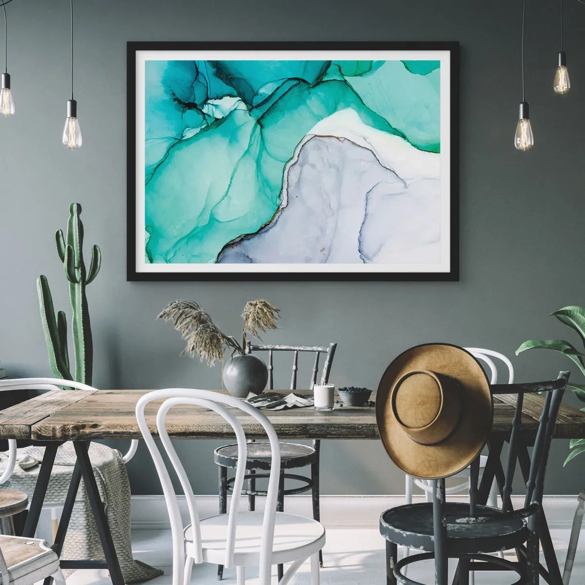 Poster in cornice nera - Studio in turchese - 40x30 cm