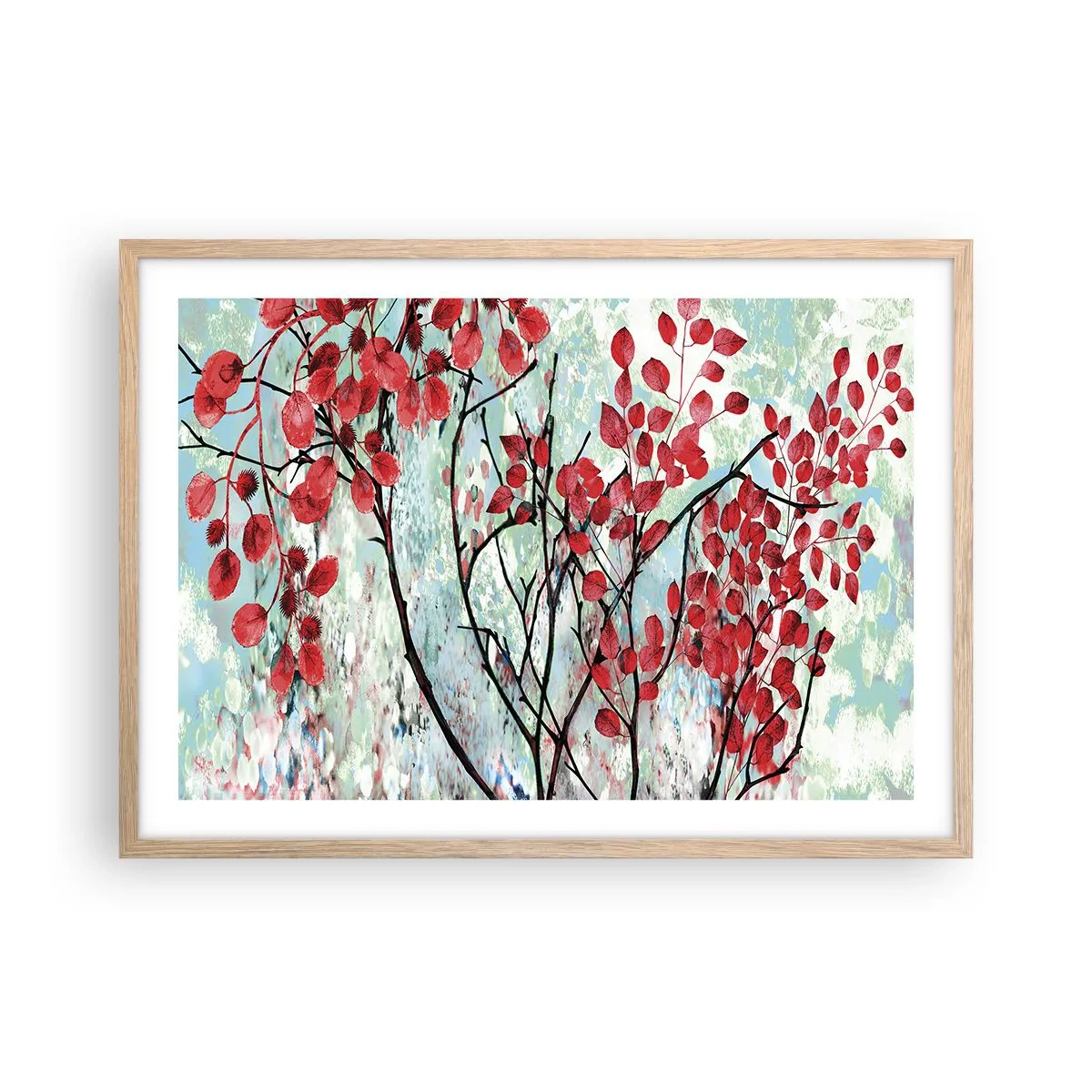 Poster in cornice rovere chiaro - Albero in scarlatto - 70x50 cm