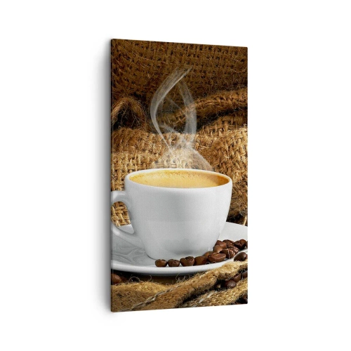 Quadro su tela - Stampe su Tela - L'odore di caffè con la schiuma del colore del miele - 45x80 cm