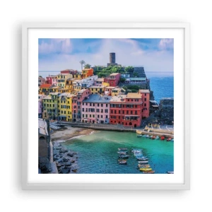 Poster in cornice bianca - Magica cittadina mediterranea - 50x50 cm