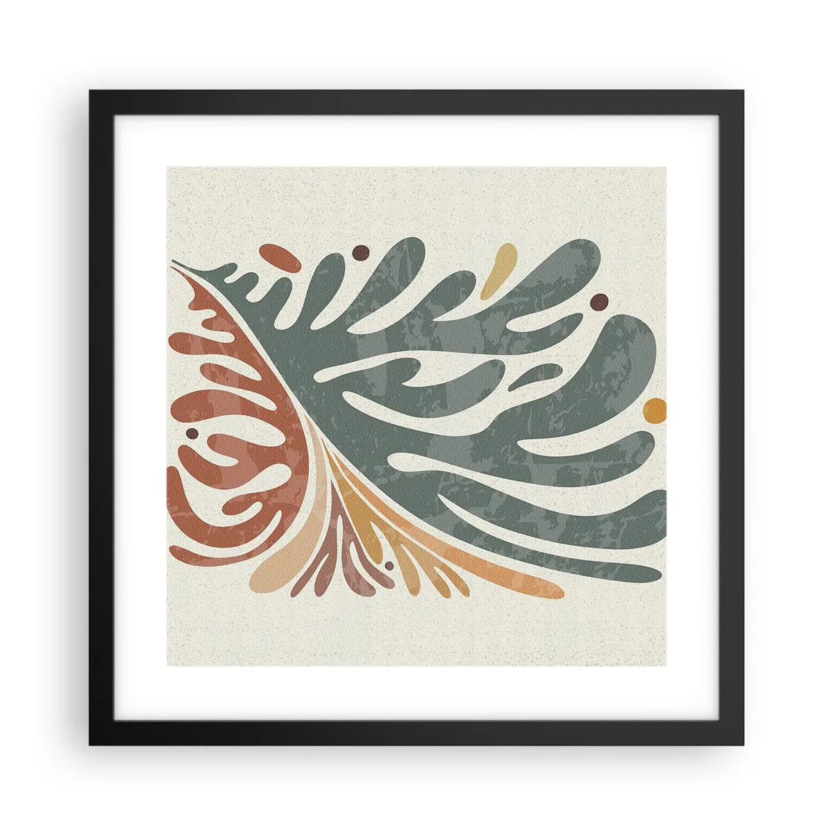 Poster in cornice nera - Foglia multicolore - 40x40 cm