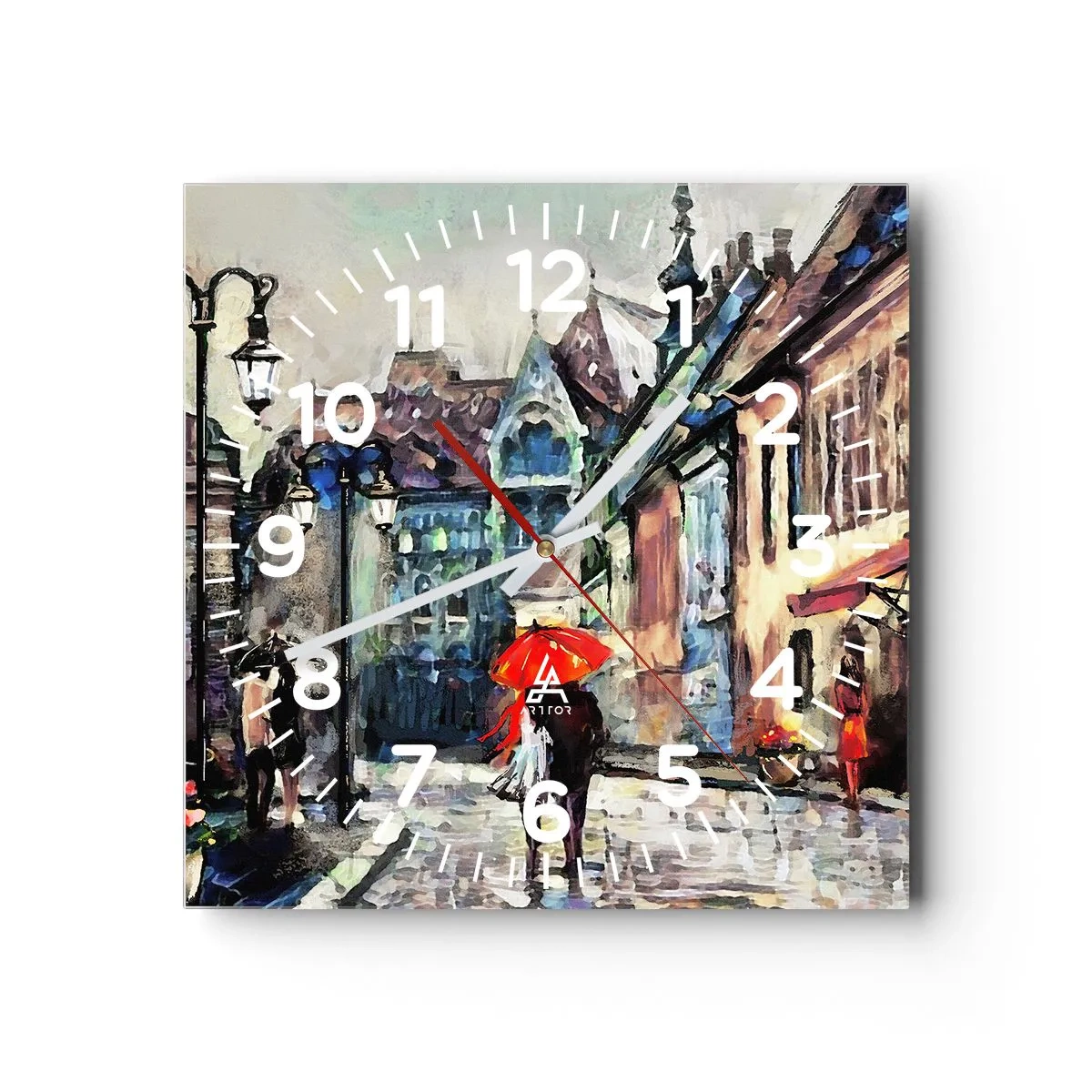 Orologio da parete - Orologio in Vetro - Pioggia per due - 30x30 cm