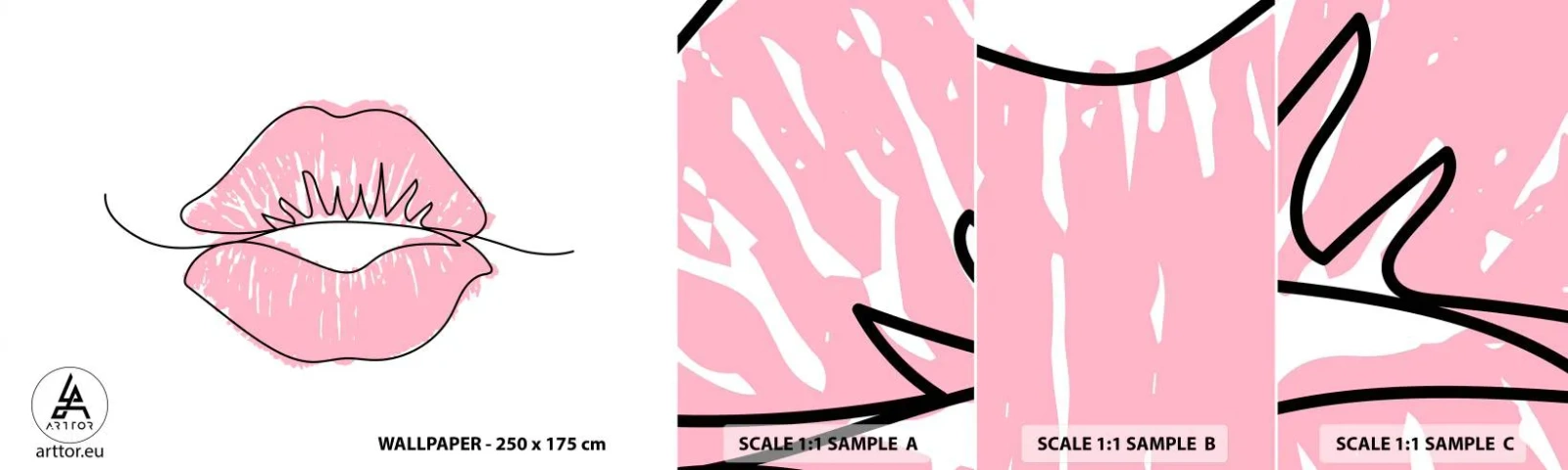 Campione di Fotomurale Adesivo Deluxe Sticker - Pronti al bacio? - Grafica, Labbra rosa, Pezzo - 100x30 cm