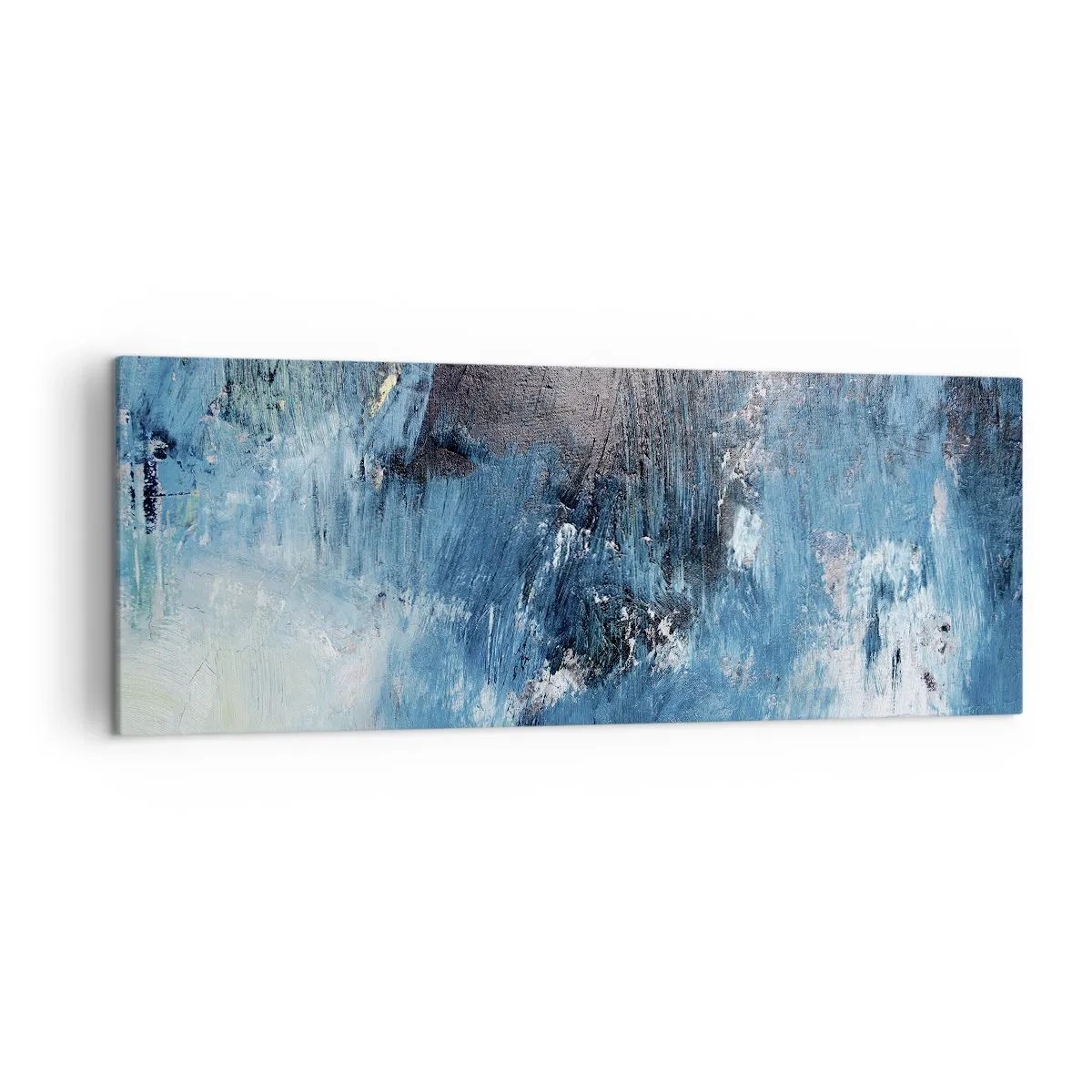 Quadro su tela - Stampe su Tela - Pennellate astratte in tonalità di blu - 140x50cm - Rapsodia blu - Decorazione murale moderna per soggiorno e camera da letto ARTTOR