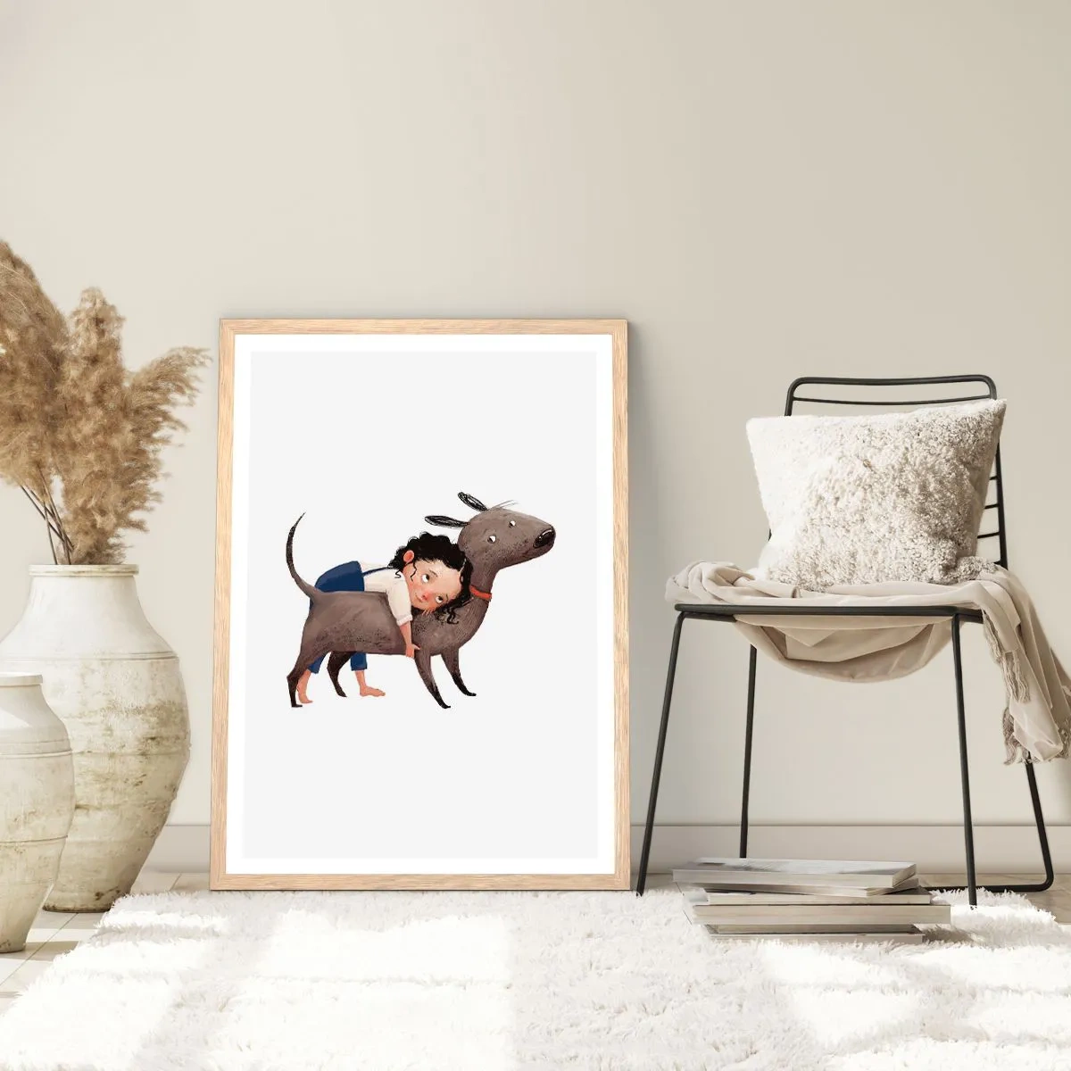 Poster in cornice rovere chiaro - I migliori amici - 70x100 cm