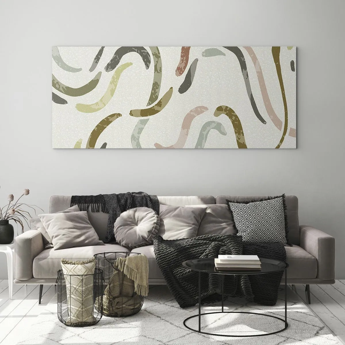 Quadro su vetro - La danza gioiosa dell'astrazione - 100x40 cm