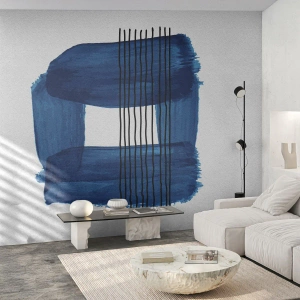 Fotomurali Standard Eco - Astrazione moderna nei toni del blu navy - 100x70cm - Composizione blu e nera - Decorazione murale moderna per soggiorno e camera da letto ARTTOR