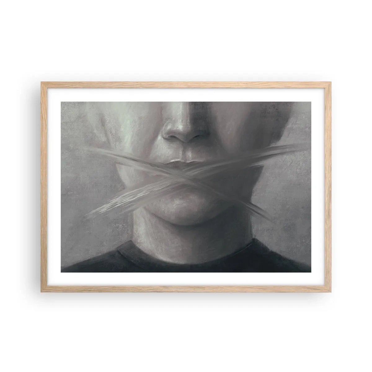 Poster in cornice rovere chiaro - Neanche una parola - 70x50 cm