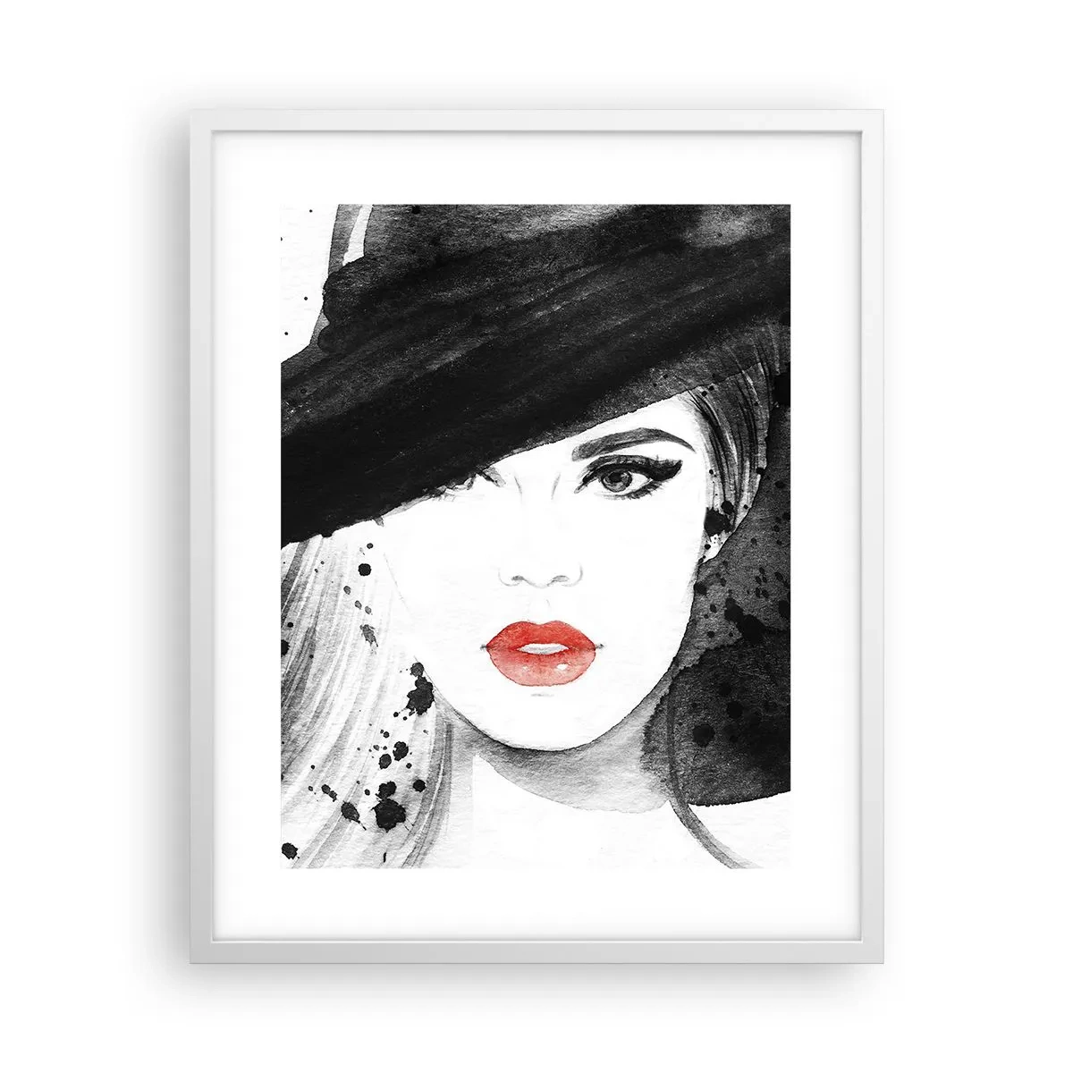 Poster in cornice bianca - Donna in nero - 40x50 cm