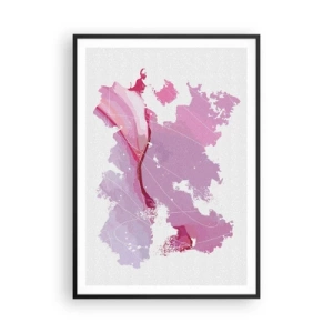 Poster in cornice nera - Mappa del mondo rosa - 70x100 cm