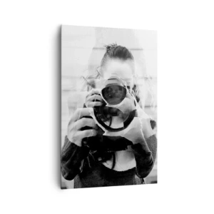 Quadro su tela - Stampe su Tela - Ritratto in bianco e nero con doppia esposizione di un fotografo - 80x120cm - Il creatore e il materiale - Decorazione murale moderna per soggiorno e camera da letto ARTTOR