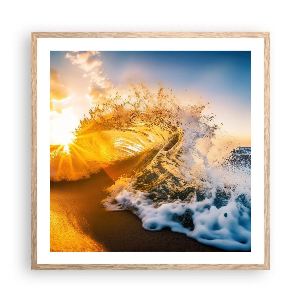 Poster in cornice rovere chiaro - Gioco sulla sabbia - 60x60 cm