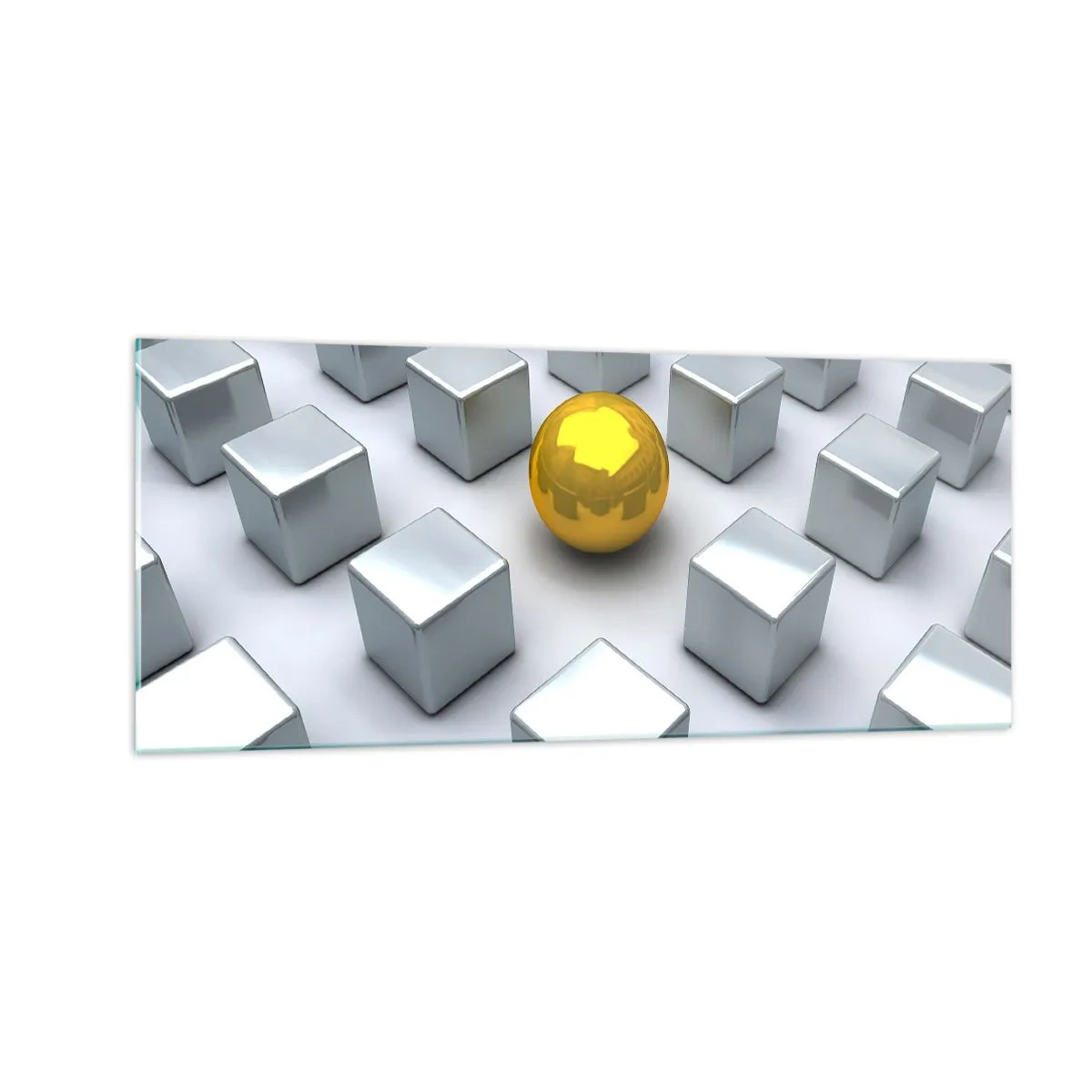 Quadro su vetro - Perché io? Composizione geometrica - 100x40 cm