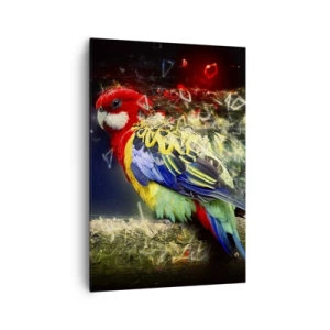 Quadro su tela - Stampe su Tela - Un pappagallo dai colori vivaci su uno sfondo di effetti di luce - 70x100cm - Messaggero di luce - Decorazione murale moderna per soggiorno e camera da letto ARTTOR