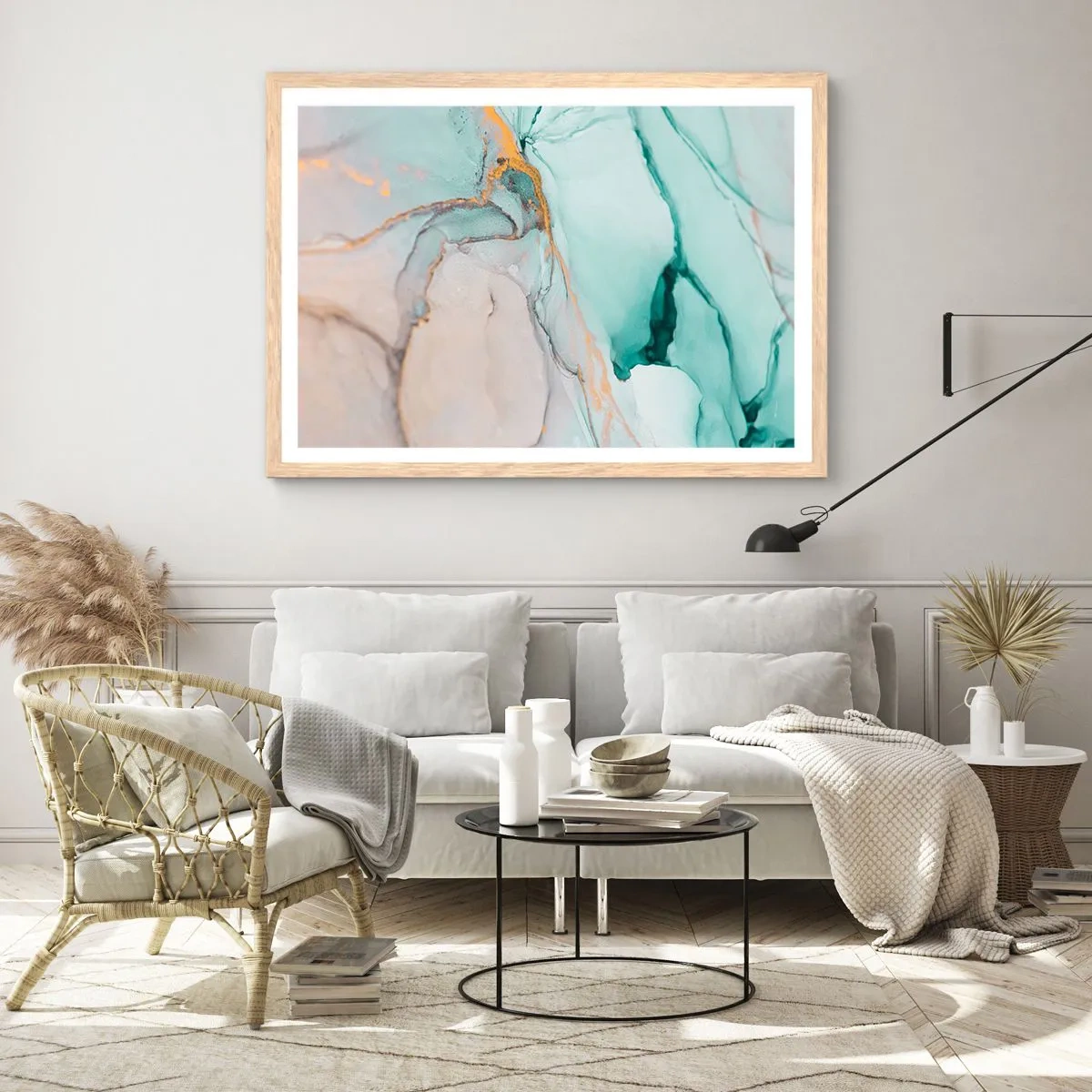 Poster in cornice rovere chiaro - Danza di forme e colori - 70x50 cm