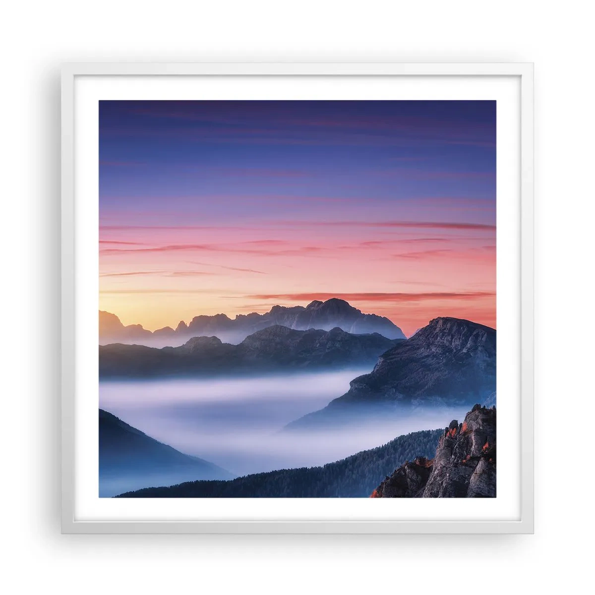 Poster in cornice bianca - Sopra le valli - 60x60 cm