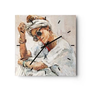 Orologio da parete - Orologio in Vetro - Ritratto in pieno sole - 40x40 cm